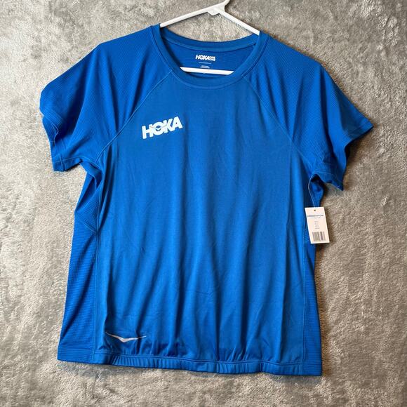 Hoka‎ Performance Utility Running T-Shirt Blue Women's Size Medium New - Picture 1 of 7